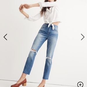 Madewell High Rise Slim Ripped Boyjean Jeans